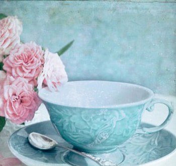 Tea Time, teacup, roses, painting HD wallpaper