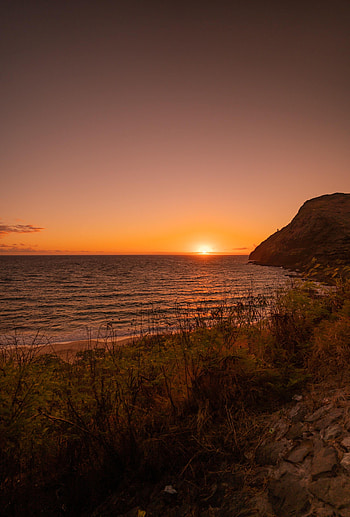 Sea, Nature, Sunset, Horizon, Coast HD phone wallpaper