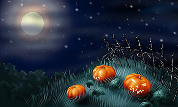graveyard pumpkins, night, gothic, scary, black, spooky, creepy, dark, holiday, moon, clouds, sky HD wallpaper