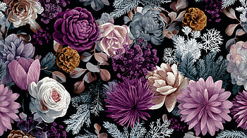 Frosted Blossom Night — Winter Floral, Flower, Rose, Floral Pattern HD wallpaper