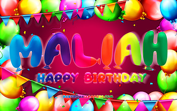Happy Birtay Maliah, , colorful balloon frame, Maliah name, purple background, Maliah Happy Birtay, Maliah Birtay, popular american female names, Birtay concept, Maliah HD wallpaper