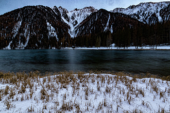 Winter, Nature, Mountains, Snow, Shore, Bank HD wallpaper