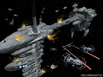 under attack, explosions, x wings, nebulon b friget, stars, transporter, tie fighters HD wallpaper
