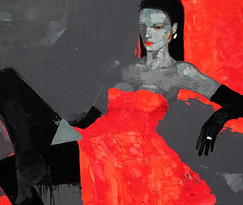 ***, lady, fashion, black, art, red, oil, paintings HD wallpaper