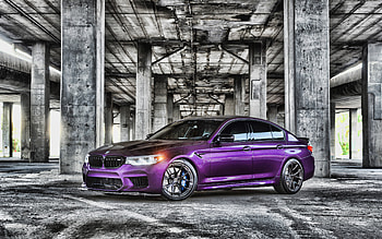 BMW M5, F90, , front view, purple M5 F90, tuning F90, tuning BMW M5, German cars, BMW HD wallpaper