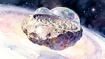 Heart-Shaped Astropolis —, Space Colony, Asteroid HD wallpaper