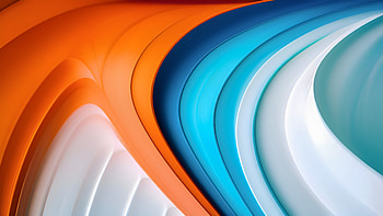 Orange Blue White 3d Paths Circle , abstract, 3d, artist, artwork, digital-art HD wallpaper