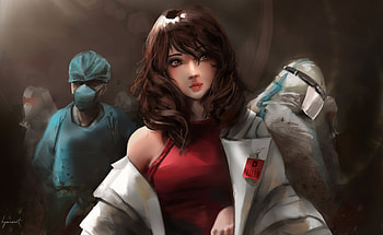 Beautiful doctor girl, art HD wallpaper