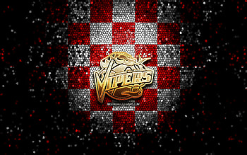 Rio Grande Valley Vipers, glitter logo, NBA G League, red white checkered background, basketball, american basketball team, Rio Grande Valley Vipers logo, mosaic art HD wallpaper