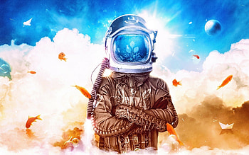 Manipulation, CG, edit, spacesuit HD wallpaper