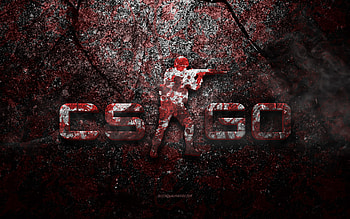CS GO logo, grunge art, CS GO stone logo, Counter-Strike Global Offensive, red stone texture, CS GO, grunge stone texture, CS GO emblem, CS GO 3d logo, Counter-Strike HD wallpaper