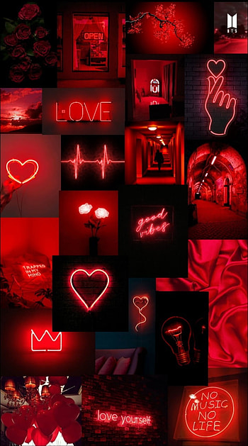 Red asthetic, black neon, red love, red vibes, neon HD phone wallpaper