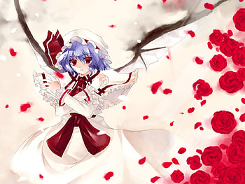 Remilia Roses, rose petals, touhou, remilia, roses HD wallpaper