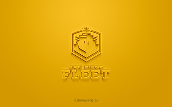 San Diego Fleet, creative 3D logo, yellow background, AAF, 3d emblem, Alliance of American Football, American football club, USA, 3d art, American football, San Diego Fleet 3d logo HD wallpaper