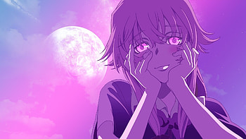 Gasai Yuno, in the moonlight, anime, yandere HD wallpaper