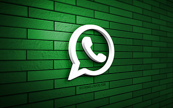 WhatsApp 3D logo, , green brickwall, creative, social networks, WhatsApp logo, 3D art, WhatsApp HD wallpaper
