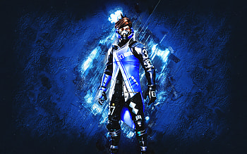 Fortnite Custom Ether Skin, Fortnite, main characters, blue stone background, Custom Ether, Fortnite skins, Custom Ether Skin, Custom Ether Fortnite, Fortnite characters HD wallpaper