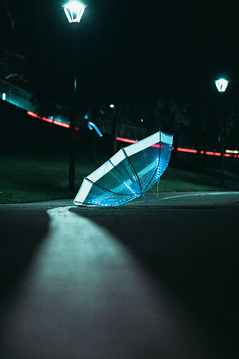 Night, Dark, Shine, Light, Miscellanea, Miscellaneous, Glow, Umbrella HD phone wallpaper