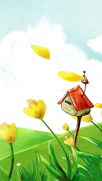 Cute Summer, Nature, Grass Painting HD phone wallpaper