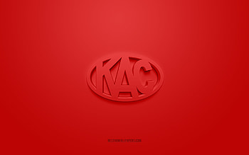EC KAC, creative 3D logo, red background, Elite Ice Hockey League, Austrian Hockey Club, Carinthia, Austria, Hockey, EC KAC 3d logo HD wallpaper