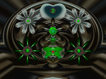 Green Diamond, eye candy, abstract, 3d, fractal, collage HD wallpaper