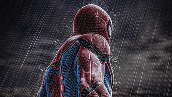 Spiderman In Rain , spiderman, superheroes, artwork, digital-art, art HD wallpaper