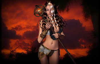 Elf, fantasy, 3d, red HD wallpaper