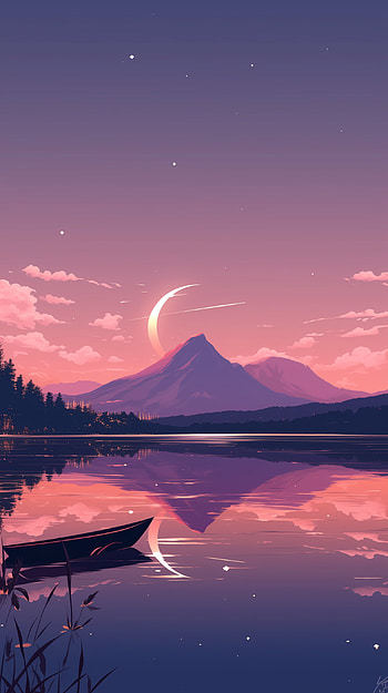 Serene Mountain Reflection: A Stunning , artistic, landscape, mountain, reflection HD phone wallpaper