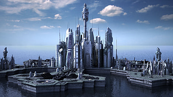 Futuristic City Skyline, Atlantis City, Star Gate Atlantis, Stargate HD wallpaper