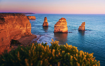 Last light over the 12 Apostles, Australia, sea, sky, rocks, coast HD wallpaper