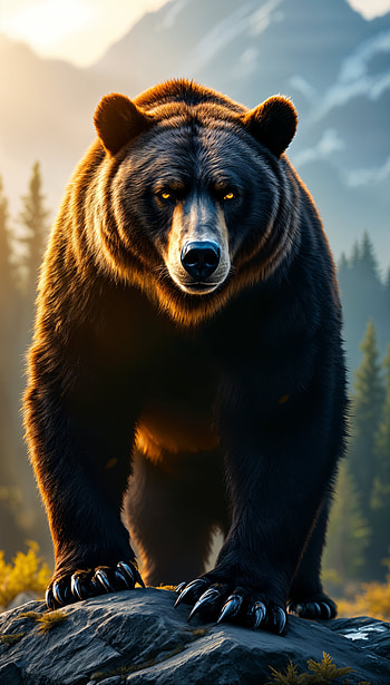 Grizzly Majesty – Stunning Bear in Mountain Wilderness, bear, Wildlife, nature HD phone wallpaper