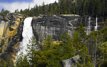 waterfall, wds, fall, trees, forest, waterfal HD wallpaper
