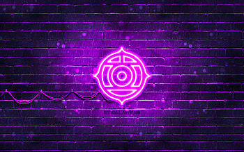 Hitachi violet logo, , violet brickwall, Hitachi logo, brands, Hitachi neon logo, Hitachi HD wallpaper