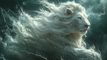White Artistic Lion, Thunder Light, Animal, lion HD wallpaper