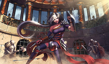 Women Knight Warrior Attack , fantasy-girls, warrior, artist, artwork, digital-art, deviantart HD wallpaper