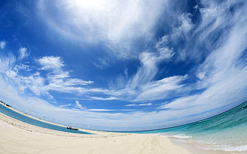 Nature, Sky, Clouds, Beach, Ship, Bay, Optical Illusion, Viewing Angle, Deception Of View HD wallpaper