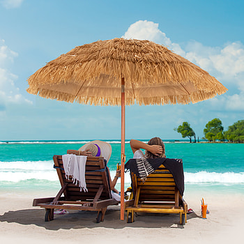 Thatched, Beach Umbrella HD phone wallpaper