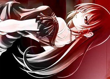 lady in red, sad, beautiful anime girl, red dress, red HD wallpaper