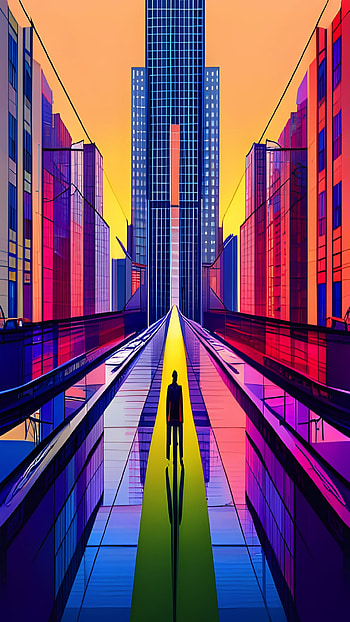 Colourful Cube City, sunset, artistic HD phone wallpaper