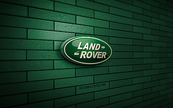 Land Rover 3D logo, , green brickwall, creative, cars brands, Land Rover logo, 3D art, Land Rover HD wallpaper