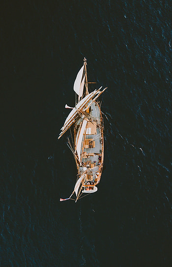 Ship, aerial view, sea HD phone wallpaper