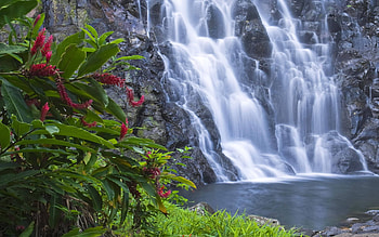 Great waterfall, kepirohi, nan-madol, pretty, waterfall, phnpei, FSM, high, tall, tropics HD wallpaper