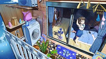 Anime Girl Inside House White Blue Uniform Dress Anime Girl HD wallpaper