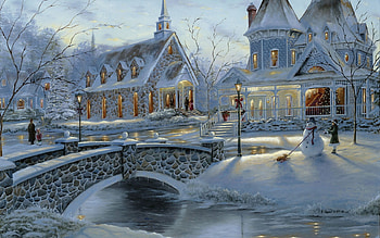Landscape, Winter, Houses, New Year, Snow, Christmas, Xmas HD wallpaper