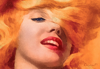 Marilyn Monroe, blonde, art, girl, actress, woman, painting, pictura, portrait, red, face, lips, redhead HD wallpaper