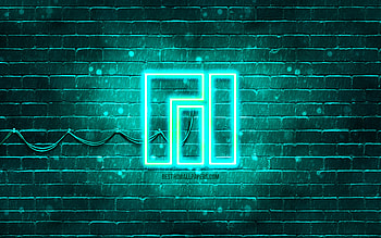 Manjaro turquoise logo, turquoise brickwall, , Manjaro new logo, Linux, Manjaro neon logo, Manjaro logo, Manjaro HD wallpaper