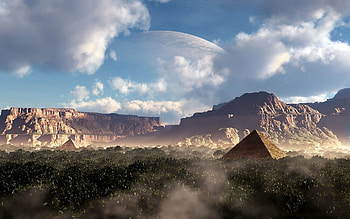 Nature, Sky, Mountains, Forest, Planet, Fiction, That's Incredible, Canyons, Pyramid HD wallpaper