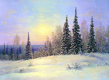 Sergey Panin. Zimushka-winter, winter, sergey panin, painting, art, snow, nature, tree HD wallpaper