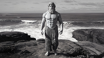 Epic Myth: Ultra of a Legendary Titan, mythology, ocean, sculpture, Black & White HD wallpaper