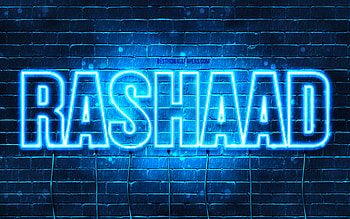 Rashaad, , with names, Rashaad name, blue neon lights, Happy Birtay Rashaad, popular arabic male names, with Rashaad name HD wallpaper